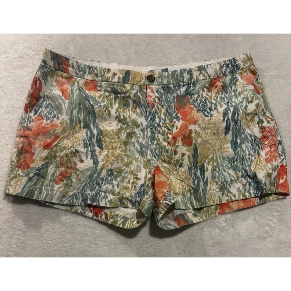 Old Navy Shorts Women's 12 Reef Print Cotton Colorful Coastal Resort Pockets